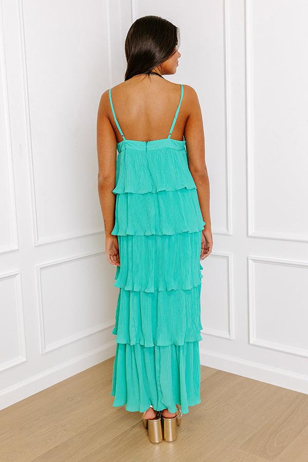 Impressions Dreamy Mood Pleated Midi In Turquoise
