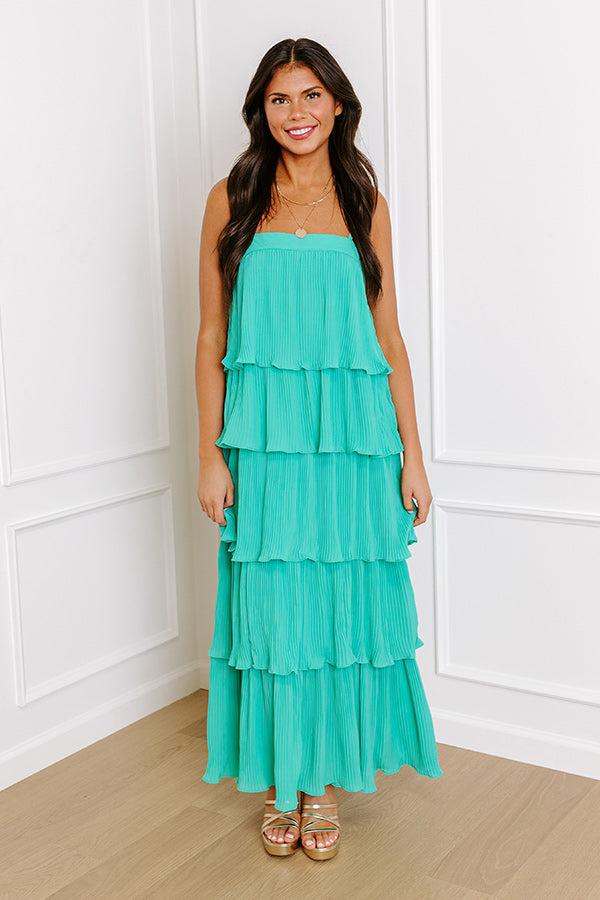 Impressions Dreamy Mood Pleated Midi In Turquoise