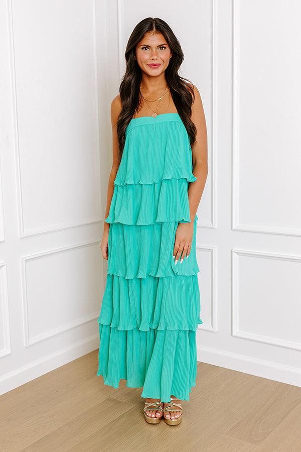 Impressions Dreamy Mood Pleated Midi In Turquoise