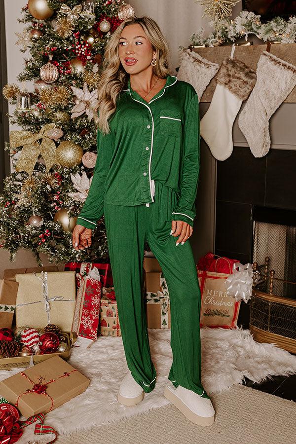 Impressions Early Morning Pajama Top In Green