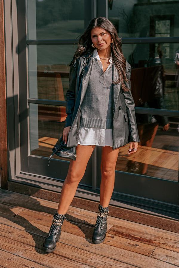 Impressions Early Start Sweater Top In Grey