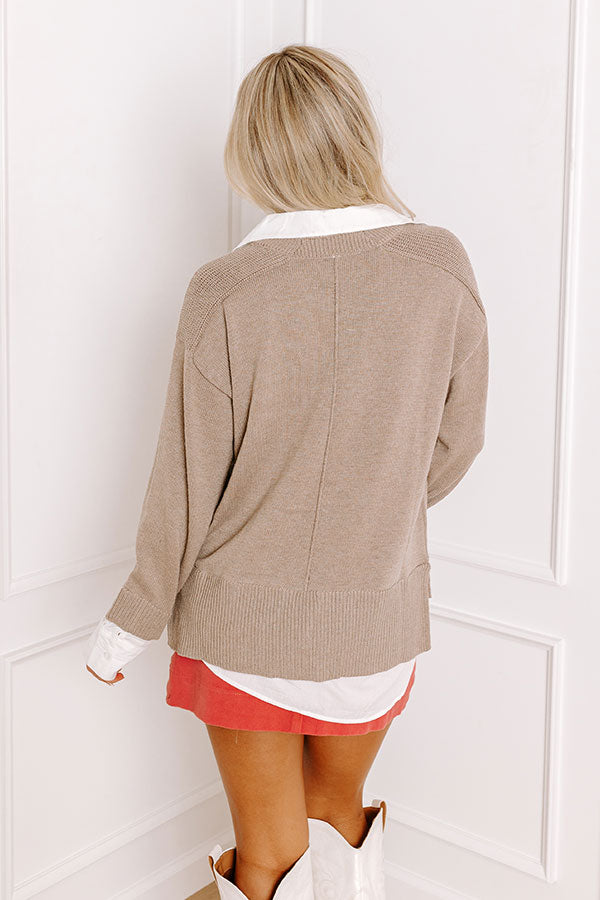 Impressions Early Start Sweater Top In Taupe