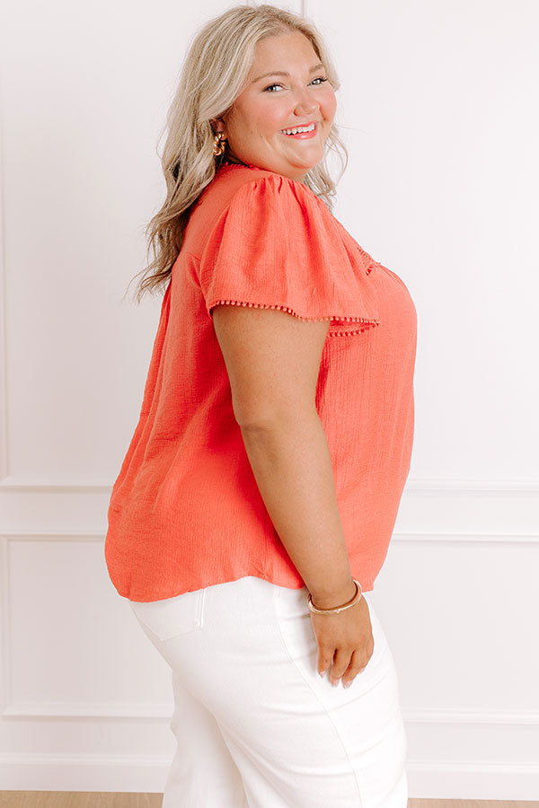 Impressions Easy Going Lace Top In Coral Curves