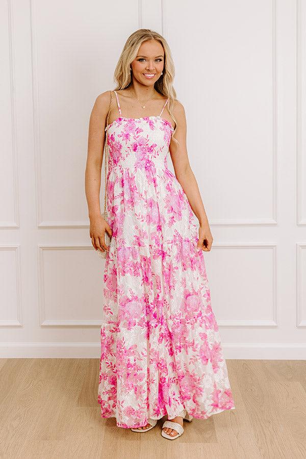Impressions English Rose Smocked Lace Maxi Dress