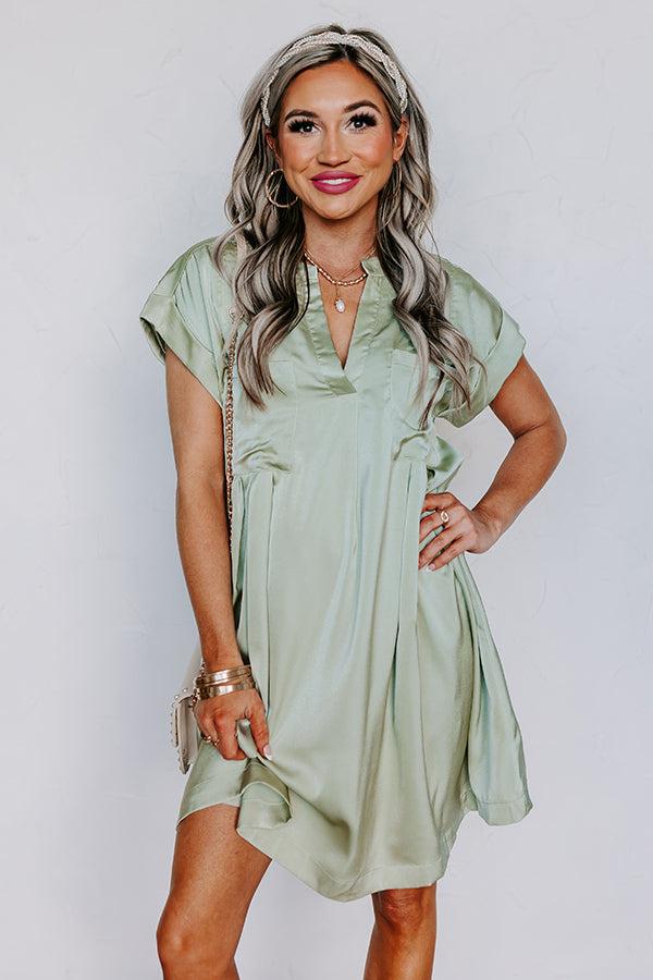 Impressions Enjoy The Daylight Shift Dress In Sage