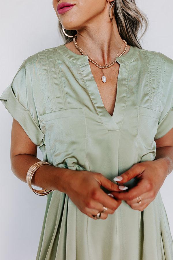 Impressions Enjoy The Daylight Shift Dress In Sage