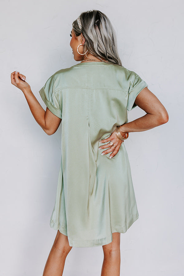 Impressions Enjoy The Daylight Shift Dress In Sage