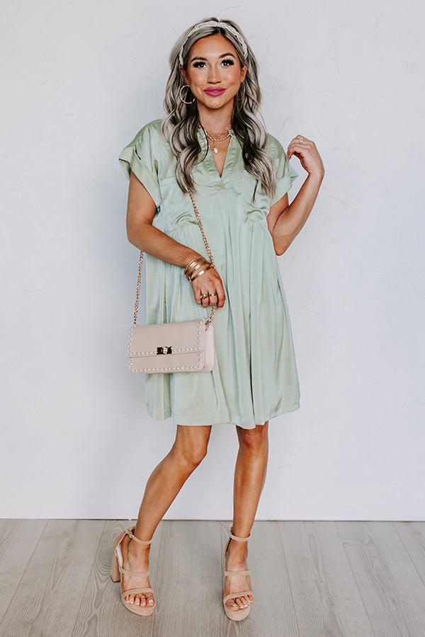 Impressions Enjoy The Daylight Shift Dress In Sage