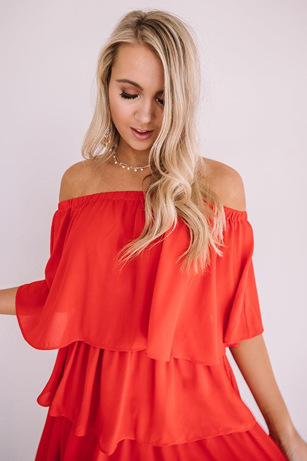 Impressions European Romance Tier Dress In Red