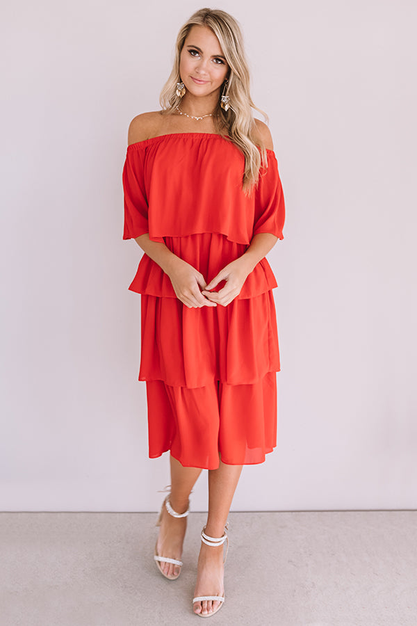 Impressions European Romance Tier Dress In Red