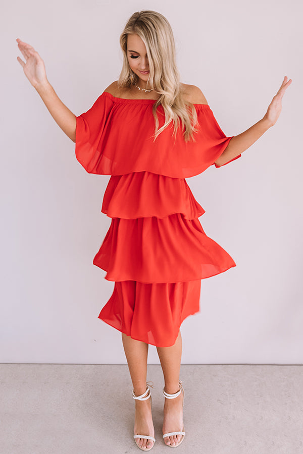 Impressions European Romance Tier Dress In Red