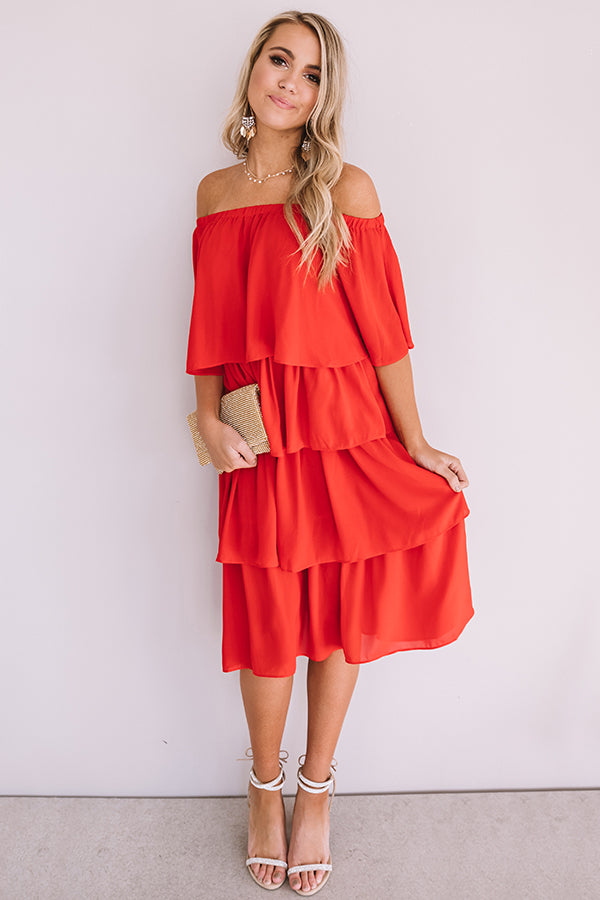 Impressions European Romance Tier Dress In Red