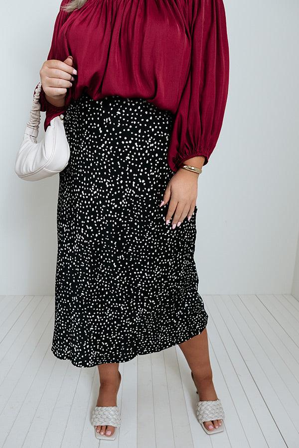 Impressions Faded Days Midi Skirt In Black Curves