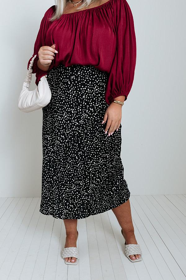 Impressions Faded Days Midi Skirt In Black Curves