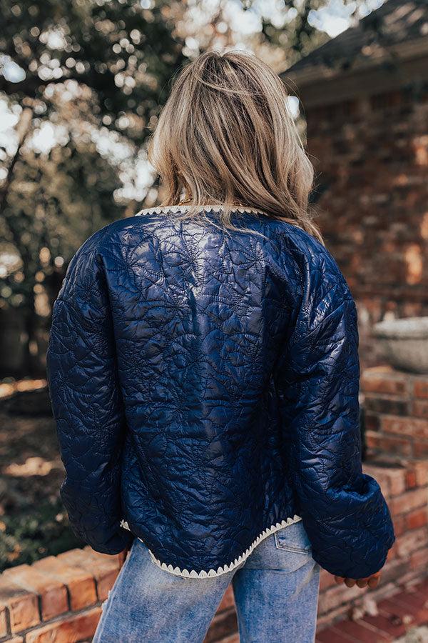 Impressions Fall Festival Quilted Jacket In Navy