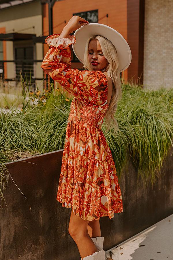 Impressions Fall Foliage Smocked Mini Dress