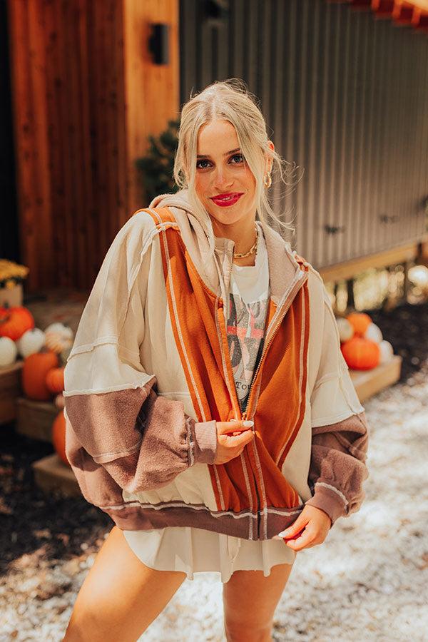 Impressions Fall Hike Color Block Sweater In Brown