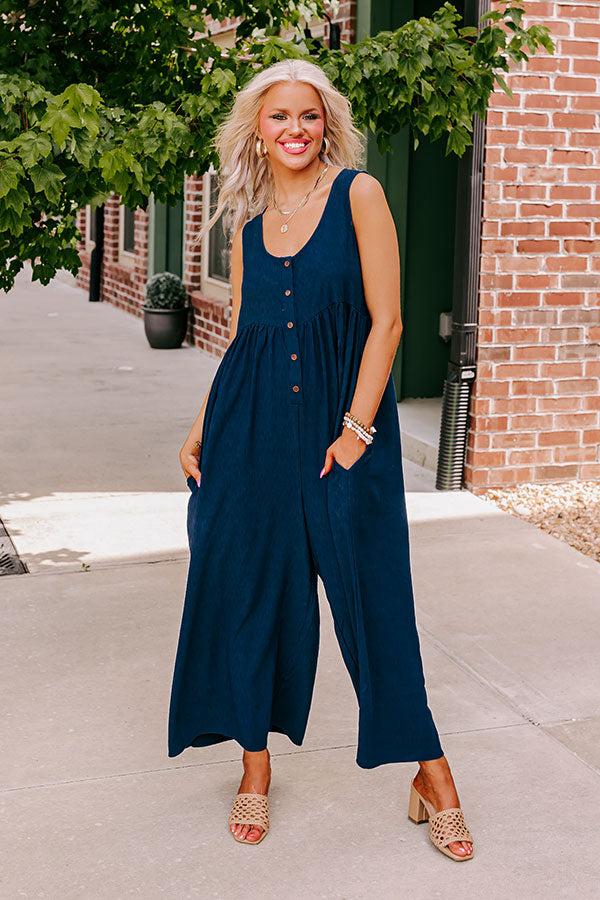 Impressions Fall Into Happiness Jumpsuit In Navy