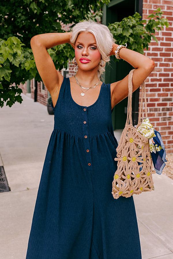Impressions Fall Into Happiness Jumpsuit In Navy