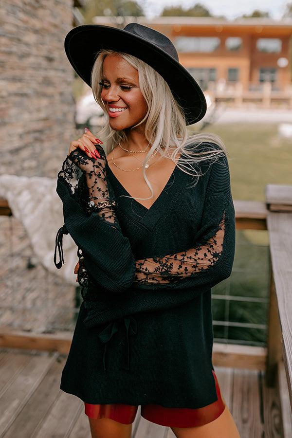 Impressions Fall Mixer Lace Sweater Top