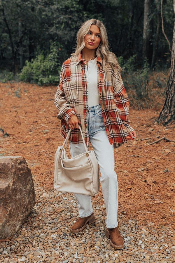 Impressions Fall Sentiments Plaid Button Up