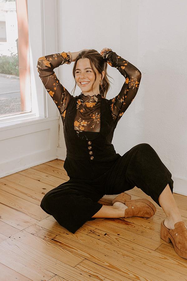 Impressions Falling Florals Mesh Top