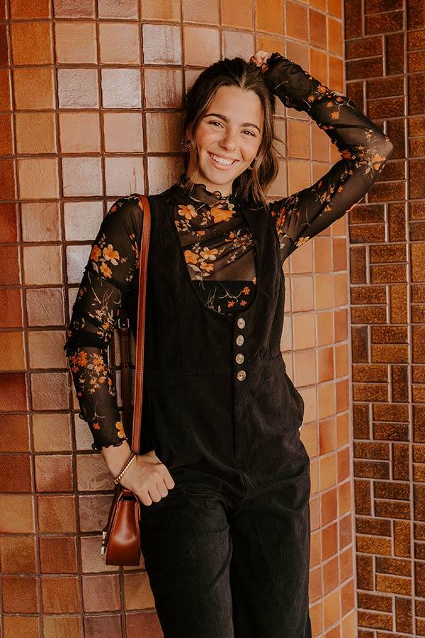 Impressions Falling Florals Mesh Top