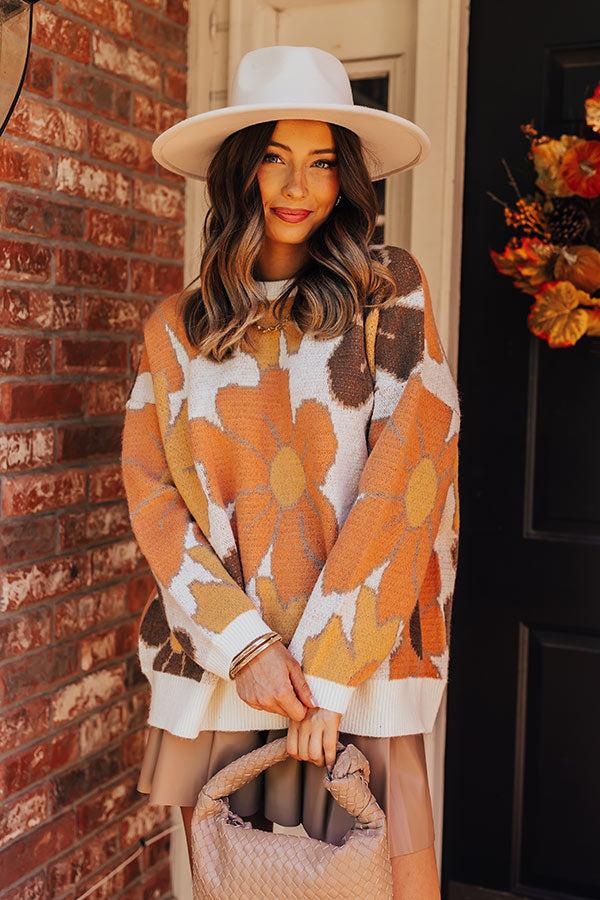 Impressions Falling For You Knit Floral Sweater