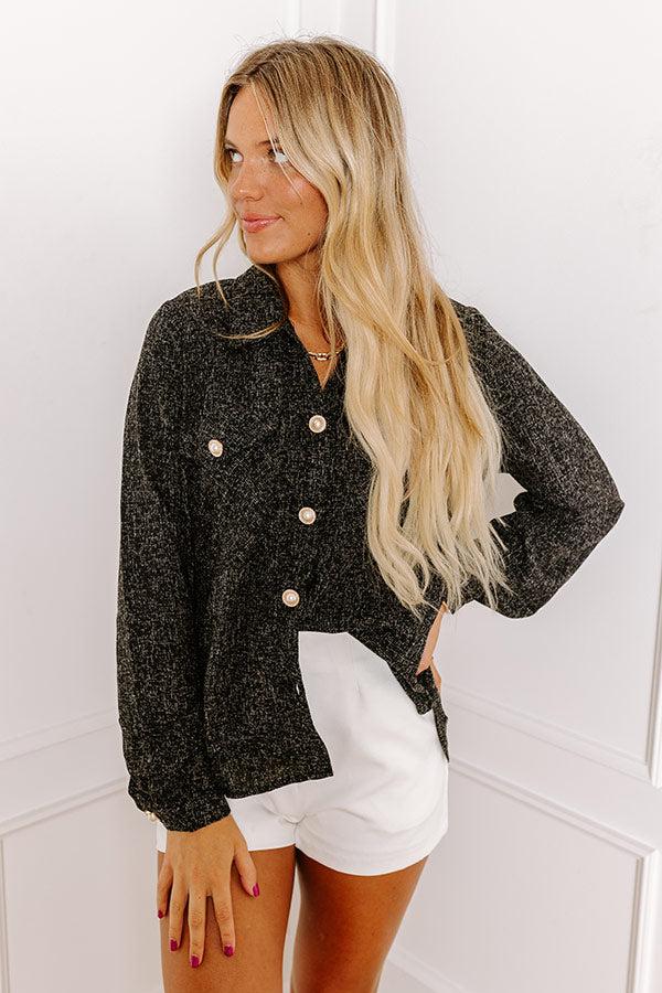 Impressions Fashion Diary Tweed Knit Button Up