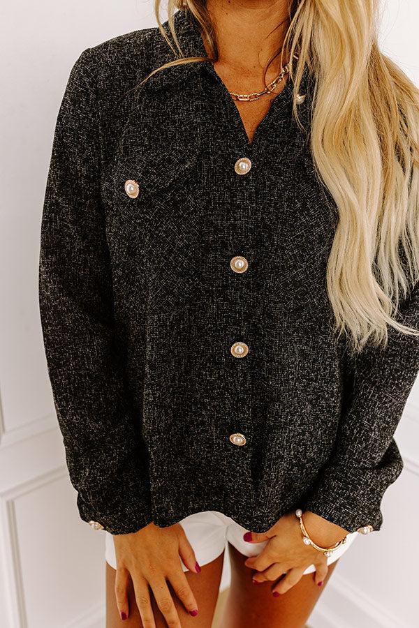 Impressions Fashion Diary Tweed Knit Button Up