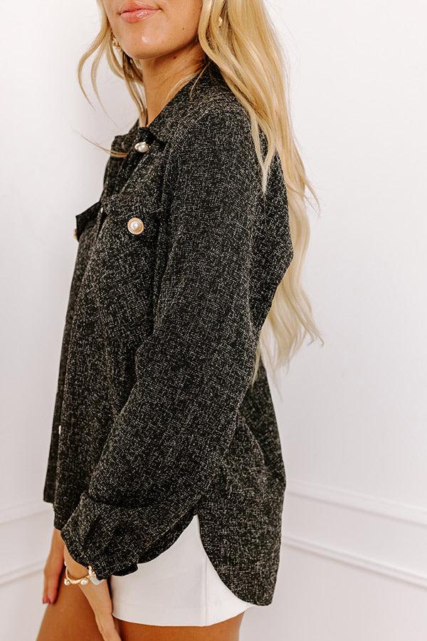 Impressions Fashion Diary Tweed Knit Button Up