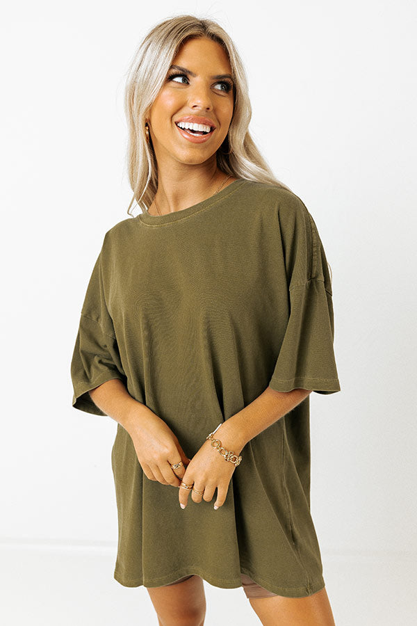 Impressions Figure Out Life Oversized Tee In Olive