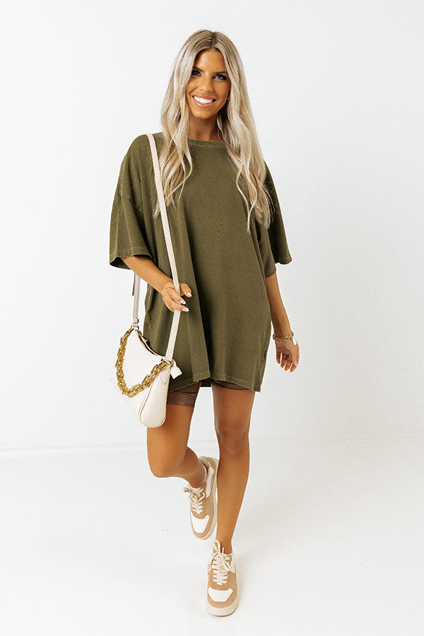 Impressions Figure Out Life Oversized Tee In Olive