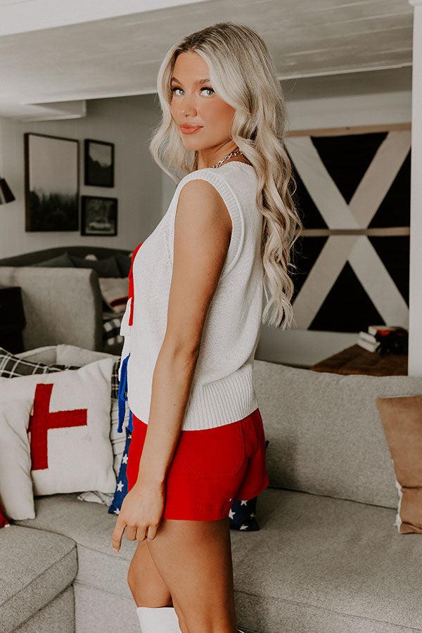 Impressions Firecracker Fete Front Tie Knit Top