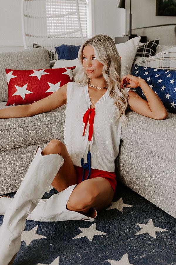 Impressions Firecracker Fete Front Tie Knit Top