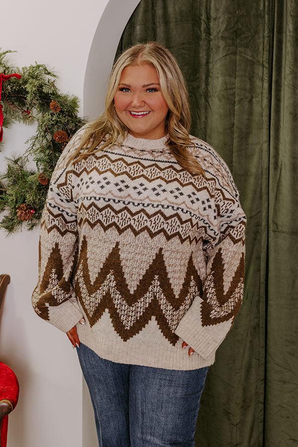 Impressions Fireside S'mores Knit Sweater Curves