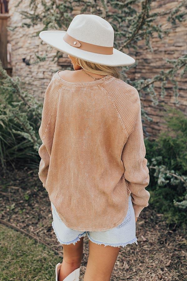 Impressions First Thing Waffle Knit Top In Brown