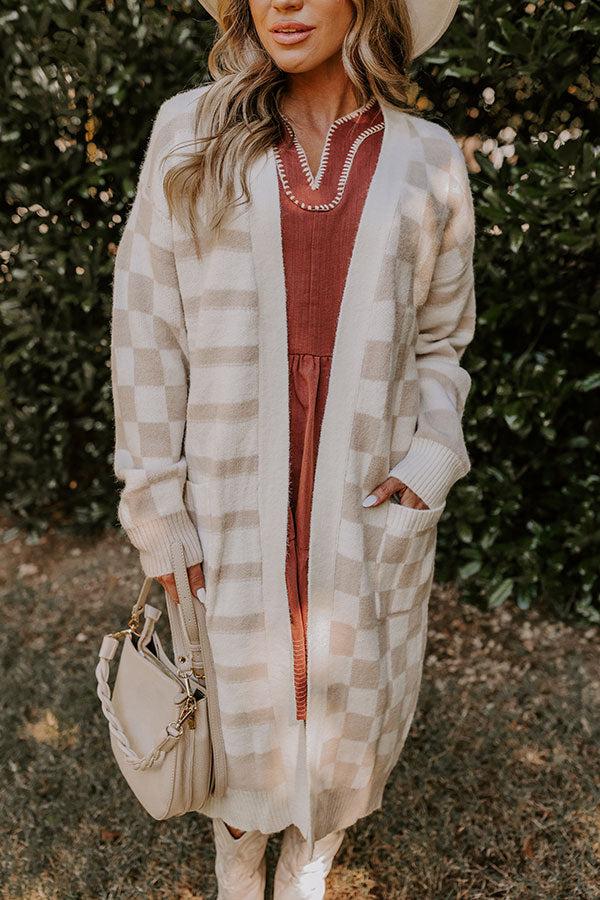 Impressions Fit Check Knit Cardigan In Iced Latte