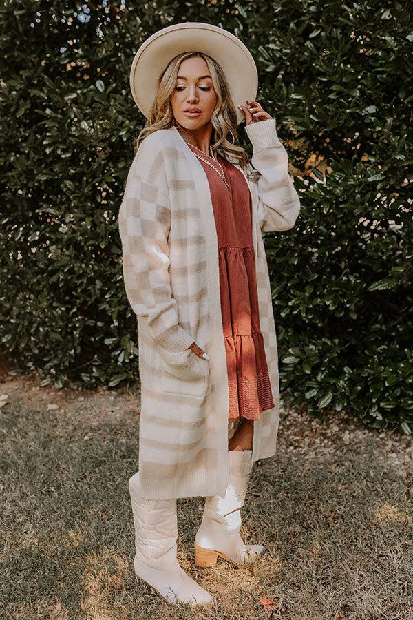 Impressions Fit Check Knit Cardigan In Iced Latte