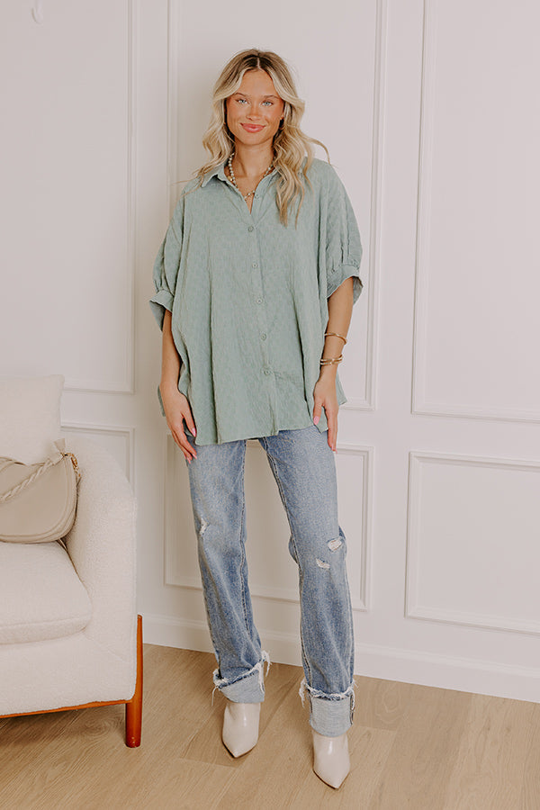 Impressions Fit Check Oversized Button Up In Blue