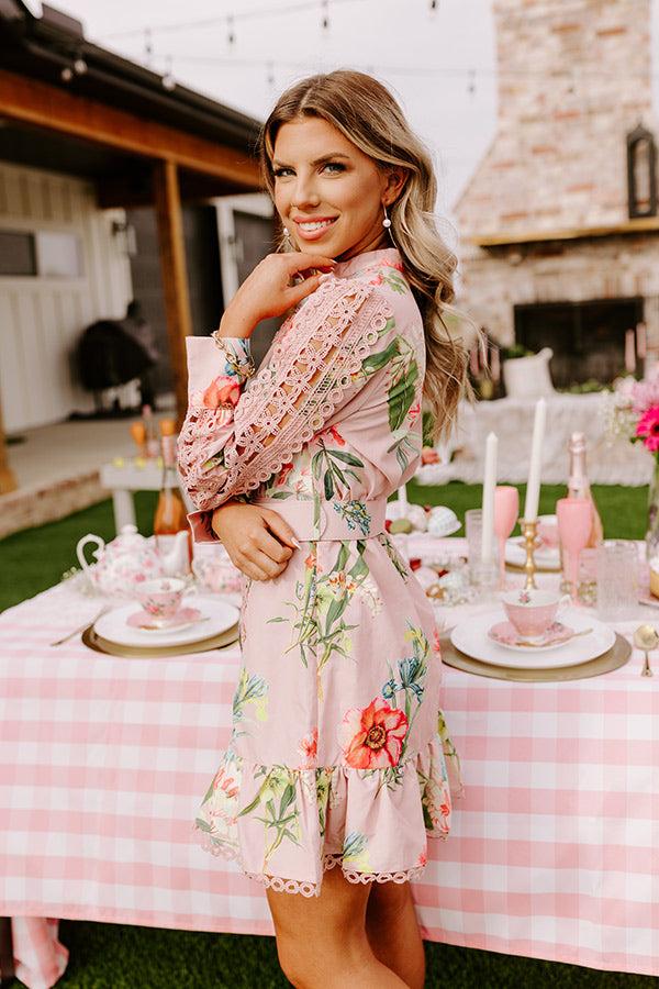 Impressions Floral Dawn Crochet Dress In Pink