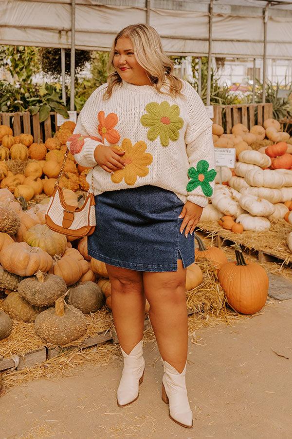 Impressions Floral Fields Knit Sweater Curves