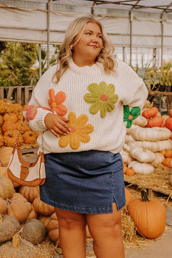 Impressions Floral Fields Knit Sweater Curves