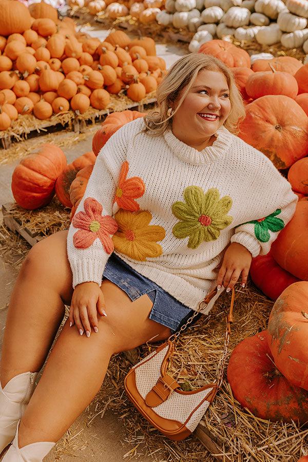Impressions Floral Fields Knit Sweater Curves