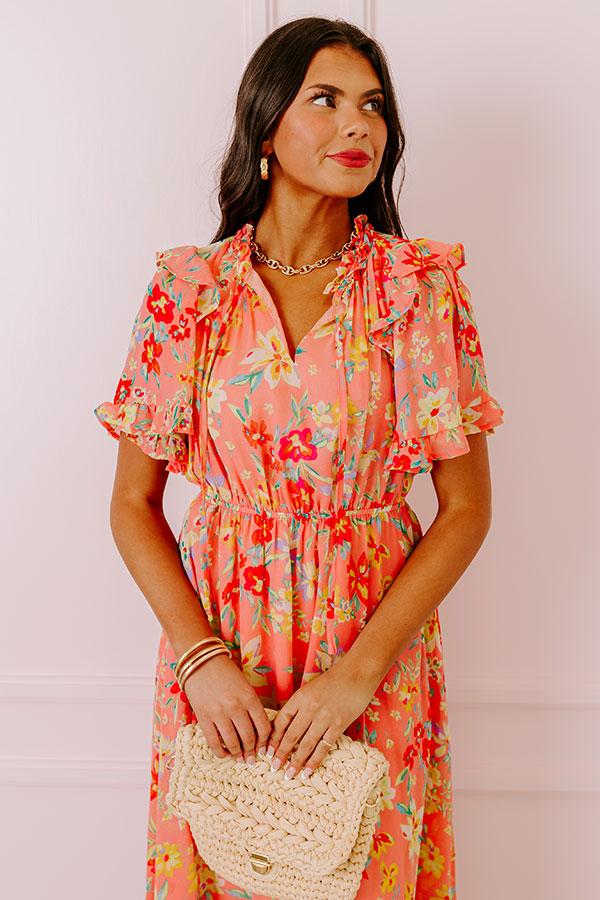 Impressions Floral Flair Midi In Coral