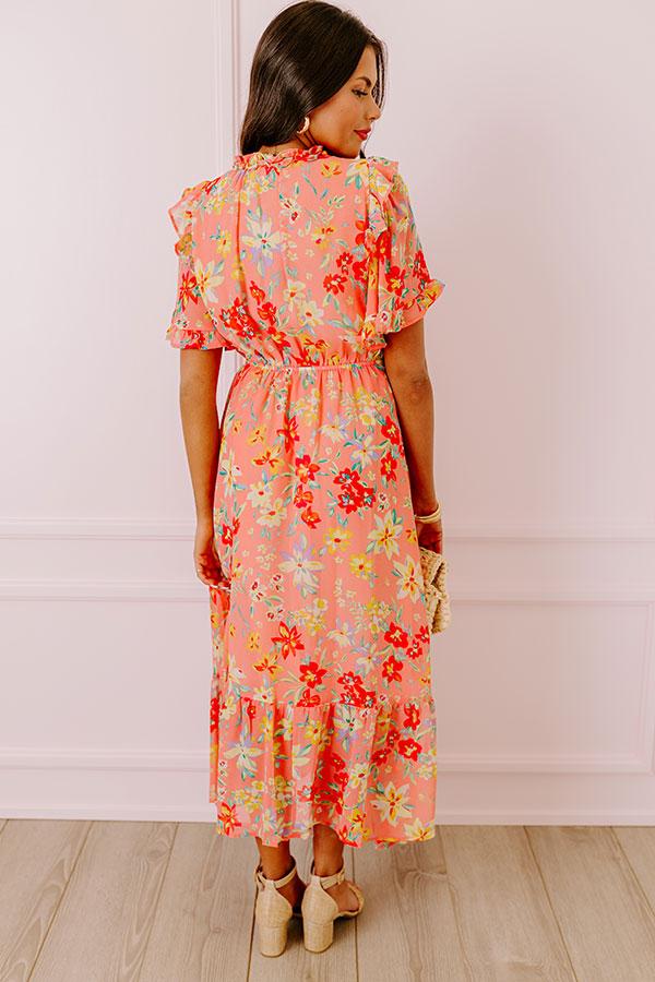 Impressions Floral Flair Midi In Coral