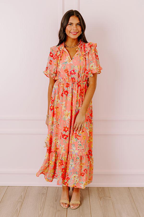 Impressions Floral Flair Midi In Coral