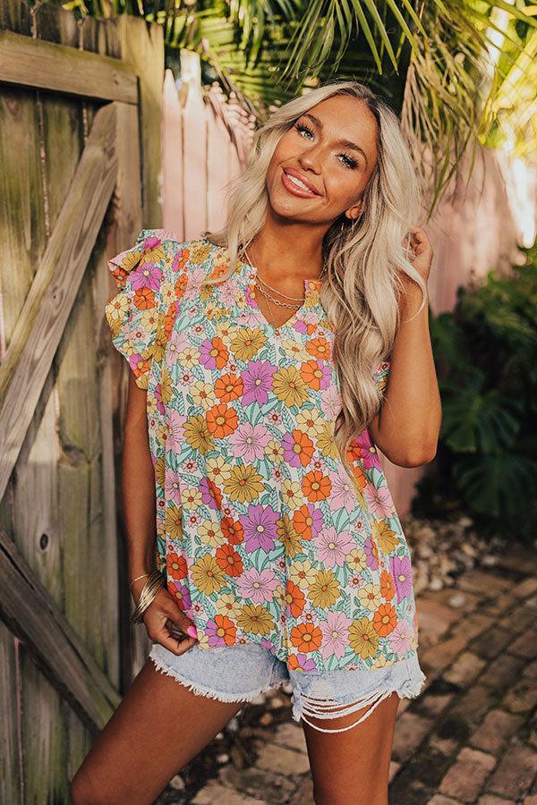 Impressions Floral Galore Shift Top In Violet