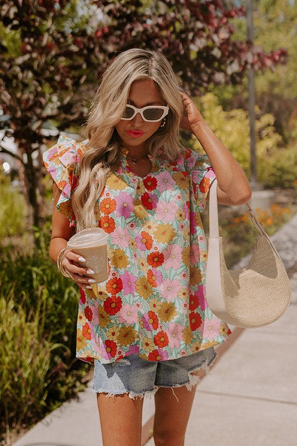 Impressions Floral Galore Shift Top In Violet