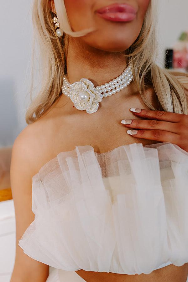 Impressions Floral Statement Pearl Choker In Ivory